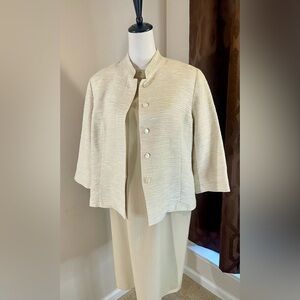 Marina Rinaldi Vintage Designer Ivory Jacket, Short, Button Closure Mock Neck